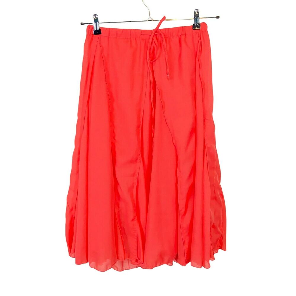 Dimri Full Skirt Womens Coral Raw Edge Semi Sheer Tie Waist Size Medium